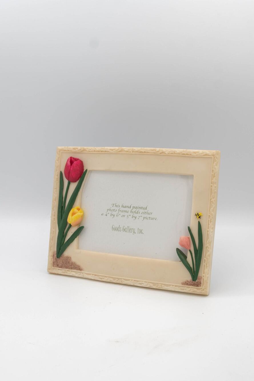 Vintage Goods Gallery Hand Painted 3D Tulip Floral Resin Photo Frame 4x6 5x7